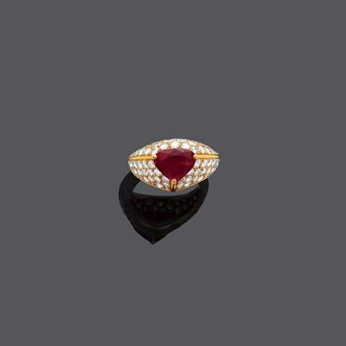 RUBY AND DIAMOND RING, BY CARTIER.