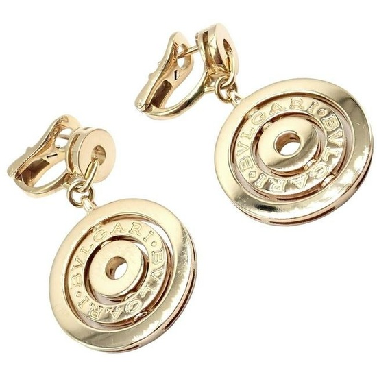 Rare! Authentic Bulgari Bvlgari 18k Yellow Gold Three Circle Earrings