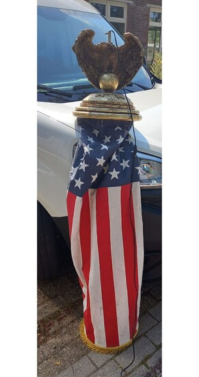 Rare USA Ceiling Lamp with Eagle Figure and Flag