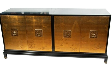 Renzo Rutilli for Johnson Furniture Company, (American) Asian Lacquered Gold Leaf Sideboard, C.