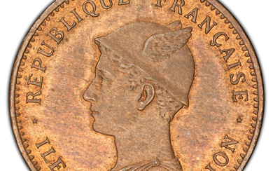 Reunion: , French Overseas Department bronze Specimen Essai Piefort 50 Centimes 1896 SP62 Red and Brown PCGS,...