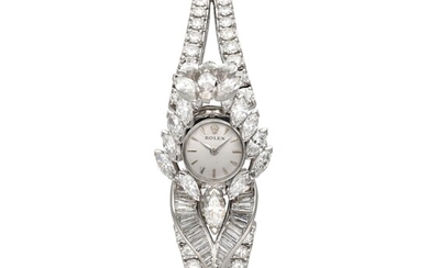 Rolex A platinum and diamond-set bracelet wrist, Circa 1960