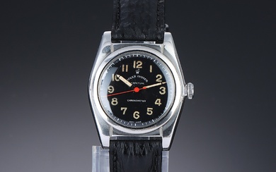 Rolex 'Bubble Back Chronometers'. Vintage men's watch in steel with black dial, approx. 1945