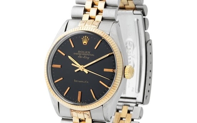 Rolex. Exceptional and Special Air-King Automatic Wristwatch in Steel and Gold, Reference 5501, With Black Dial Retailed by Tiffany