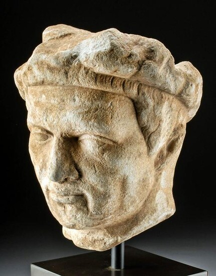 Roman Marble Head of a Man Wearing a Wreath