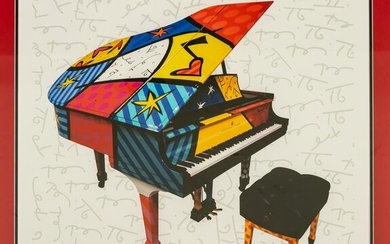 Romero Britto (b.1963) Pop Art Piano Giclee w/ COA
