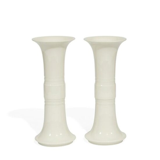 Rookwood Pottery white porcelain vases, pair