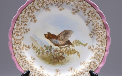 Royal Worcester Porcelain Pheasant Plate 19th Century
