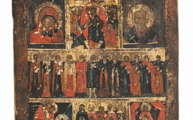 Russian Icon of Saints, 18th C.