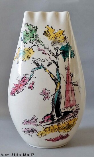 SCI ANDLOVITZ - SCI LAVENO Vase with polychrome decoration...