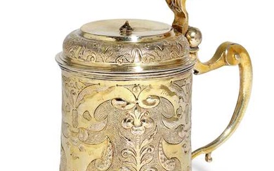 SMALL SILVER-GILT LIDDED TANKARD Probably Southern Germany, first half of the 17th century.