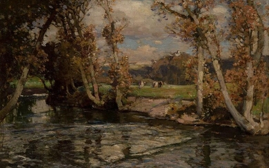 Samuel John Lamorna Birch RA RWS, British 1869-1955 - The Trout Stream, 1904; oil on canvas, signed and dated lower right 'S. J. Lamorna Birch 1904', 39 x 51 cm (ARR) Provenance: with The Fine Art Society, London (according to a label attached to...