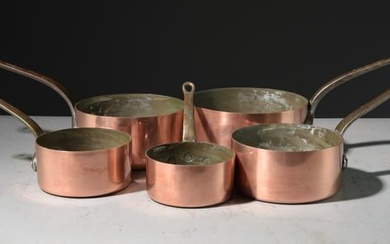 Set of 5 French Polished Copper Sauce Pans #2