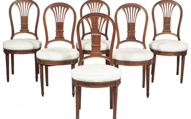Set of Six Louis XVI Style Mahogany Dining Chairs