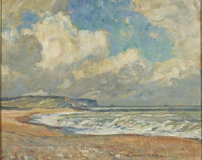 Sidney Dennant Moss - Coastal scene with choppy seas