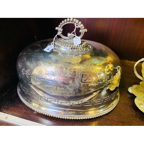 Silver plated large meat dish cover "best Sheffield heavy si...