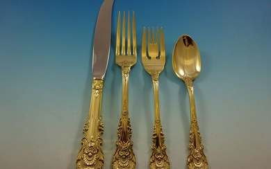 Sir Christopher Gold by Wallace Sterling Silver Flatware Service Set 12 Vermeil