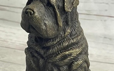 Sitting Shar-Pei Bronze Dog Original Sculpture Signed by Williams - 4" x 3"