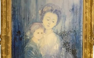 Stefanos Sideris, Mother and Daughter, Oil Painting