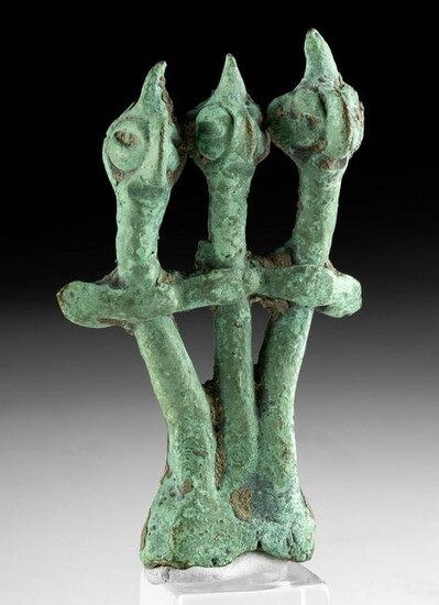 Syro-Hittite Bronze Figural Trio of Conjoined Deities