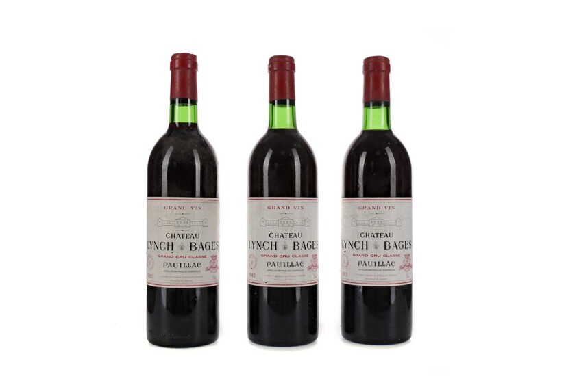 THREE BOTTLES OF CHATEAU LYNCH BAGES 1983