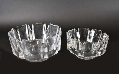 TWO ORREFORS COLORLESS GLASS BOWLS