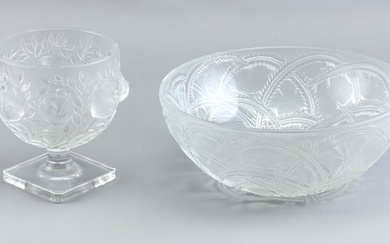 TWO PIECES OF LALIQUE FROSTED CRYSTAL France, Mid- to Late 20th Century