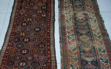 TWO SEMI-ANTIQUE ORIENTAL RUNNERS. ONE HAS