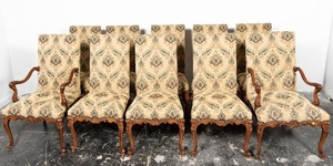 Ten Louis XIV Style Upholstered Dining Chairs