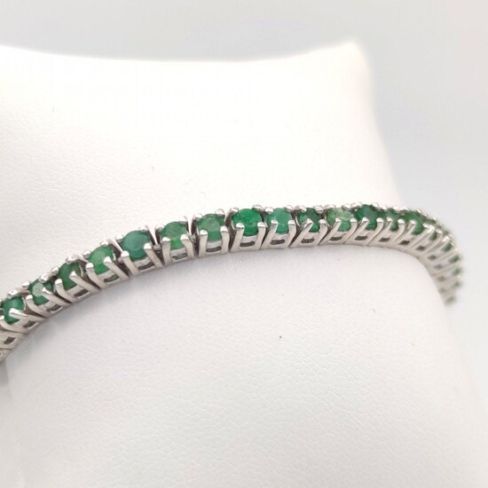 Tennis bracelet in 925 silver with emeralds