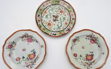 Three Chinese Porcelain Plates, to include a Famille
