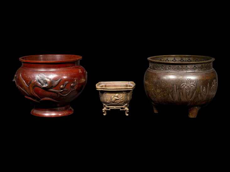 Three Large Japanese Bronze Wares