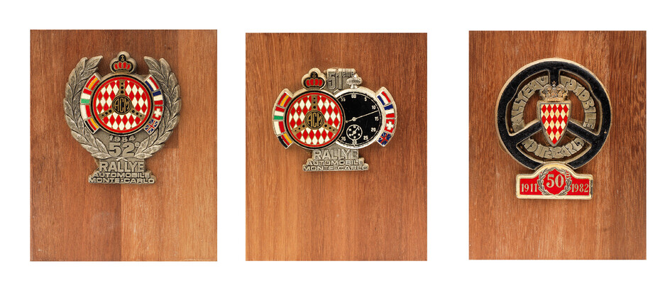 Three Monte-Carlo Rally plaques, 1982 to 1984