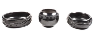 Three Pueblo Pottery Blackware Bowls