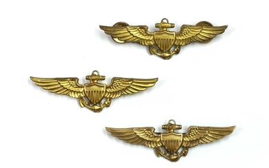 Three gold filled US Naval Aviator wings by Balfour