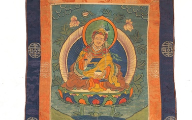 Tibet, a thangka depicting a Lama, 19th century