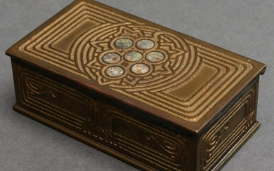 Tiffany Studios "Abalone" Bronze Stamp Box