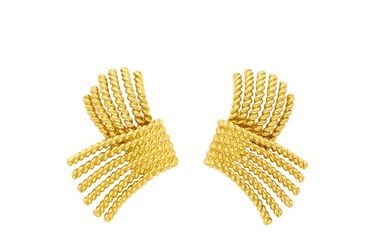 Tiffany & Co., Schlumberger Pair of Gold 'V Rope' Earclips