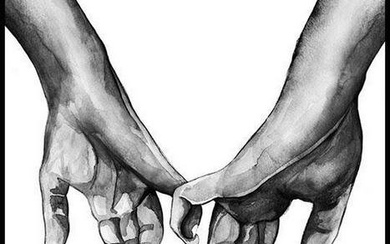 Touching Hands Watercolour Poster