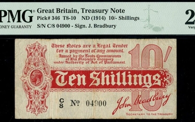 Treasury Series, John Bradbury, first issue 10 shillings, ND (14 August 1914), serial number C/...
