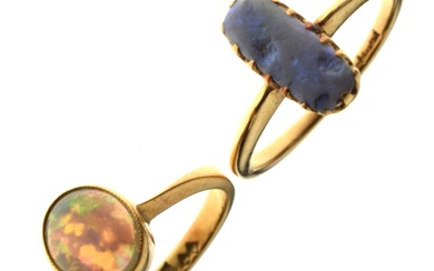 Two 18ct yellow gold opal set rings