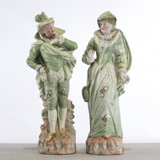 Two [2] French Porcelain Figures Aristocrat Lady & Gent