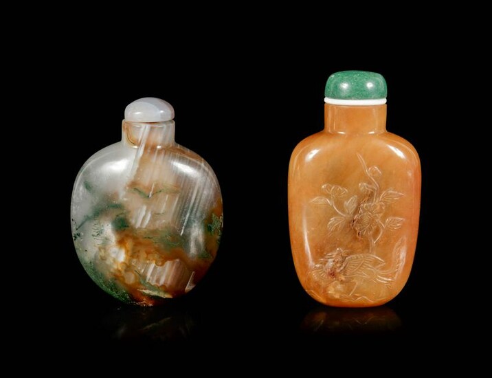 Two Chinese Hardstone Snuff Bottles
