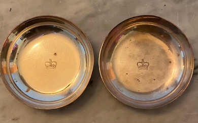 Two Silver Plate Small Dishes with Crown Engraved Motif, Mappin & Webb