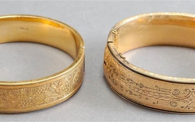 Two Victorian Gold Filled Bangle Bracelets