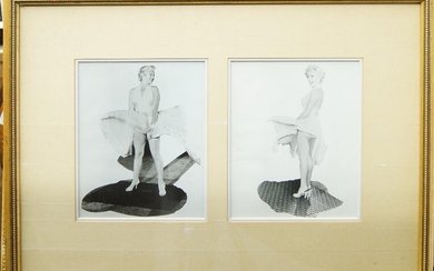 Two modern Marilyn Monroe black and white photographic prints, from 'The Seven Year Itch', mounted and in giltwood frame, 22 x 18cm; 46 x 62cm overall