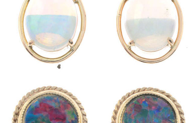 Two pairs of opal & doublet earrings