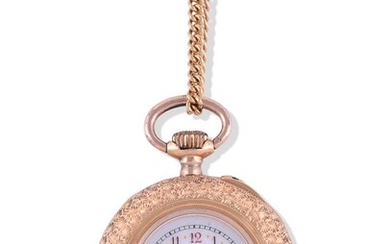 UNSIGNED, GOLD COLOURED KEYLESS WIND OPEN FACE FOB WATCH