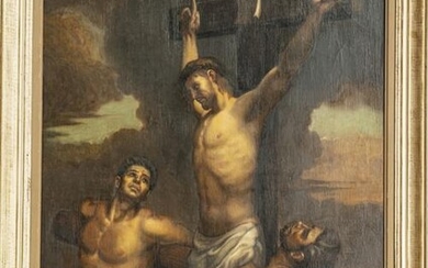 UNSIGNED OIL ON CANVAS, CRUCIFIXION