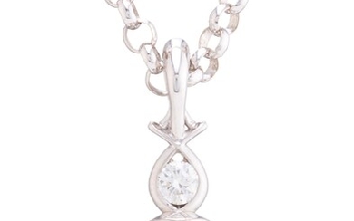 Un pendentif en or 18ct en forme de perle de culture grise et diamant taillé...